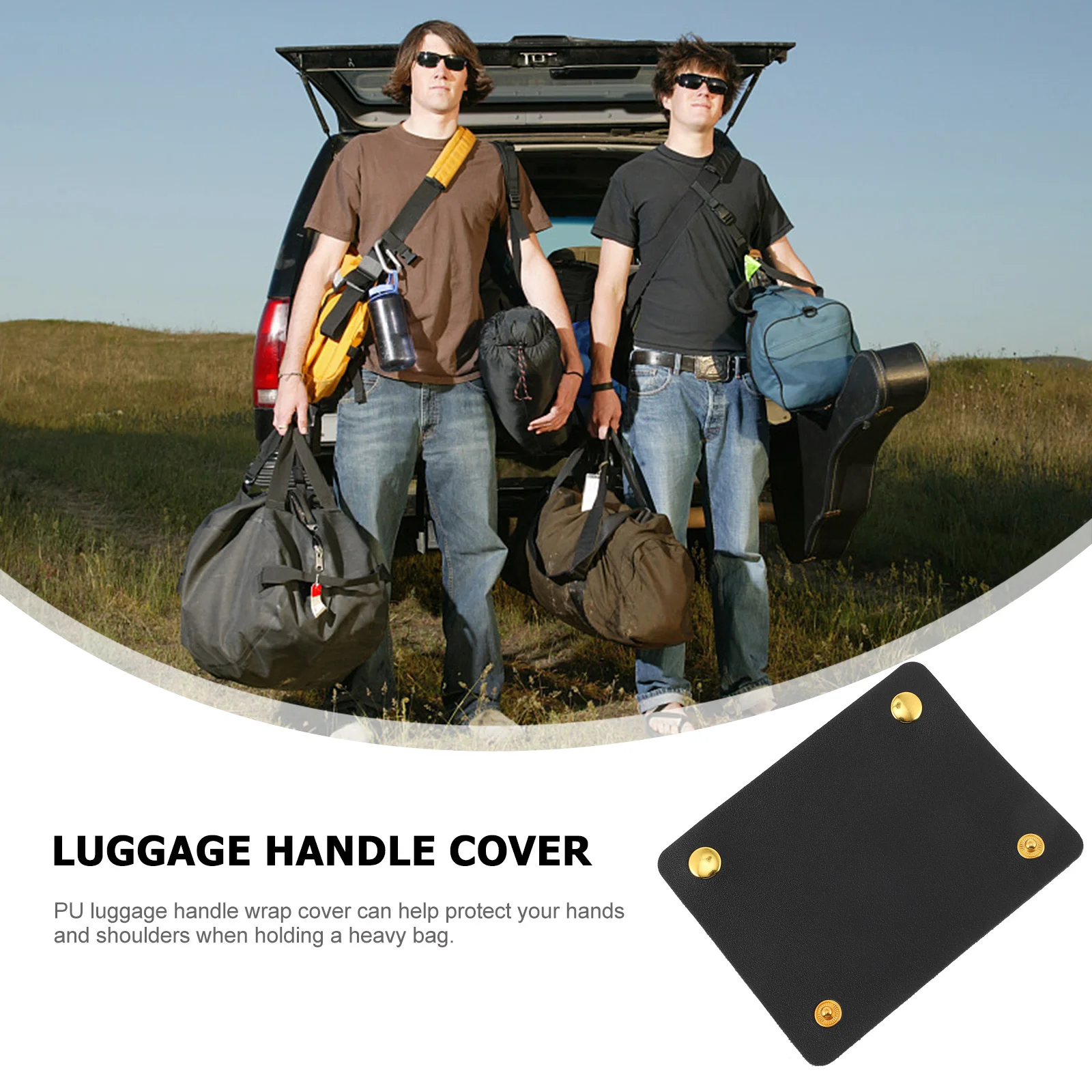 

1pc PU Luggage Handle Cover Anti- Black Portable Protective Handbag Grip Covers for Handle Wrap