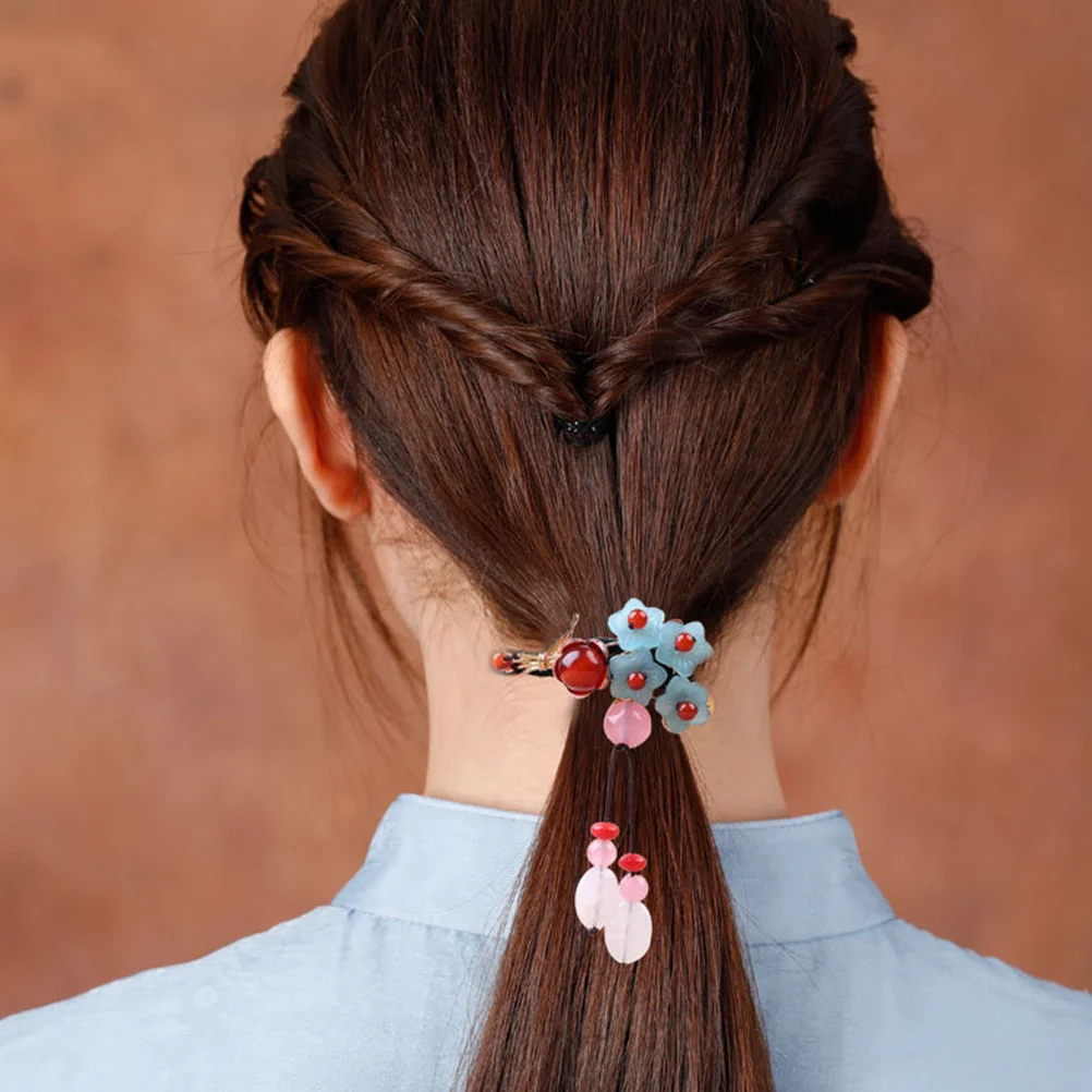 

1Pcs Retro Vintage Chinese Hair Rope Hair Tie Agate Jade Decorative Hairband Perfect for Women Girls Daily Party Birthday Gift