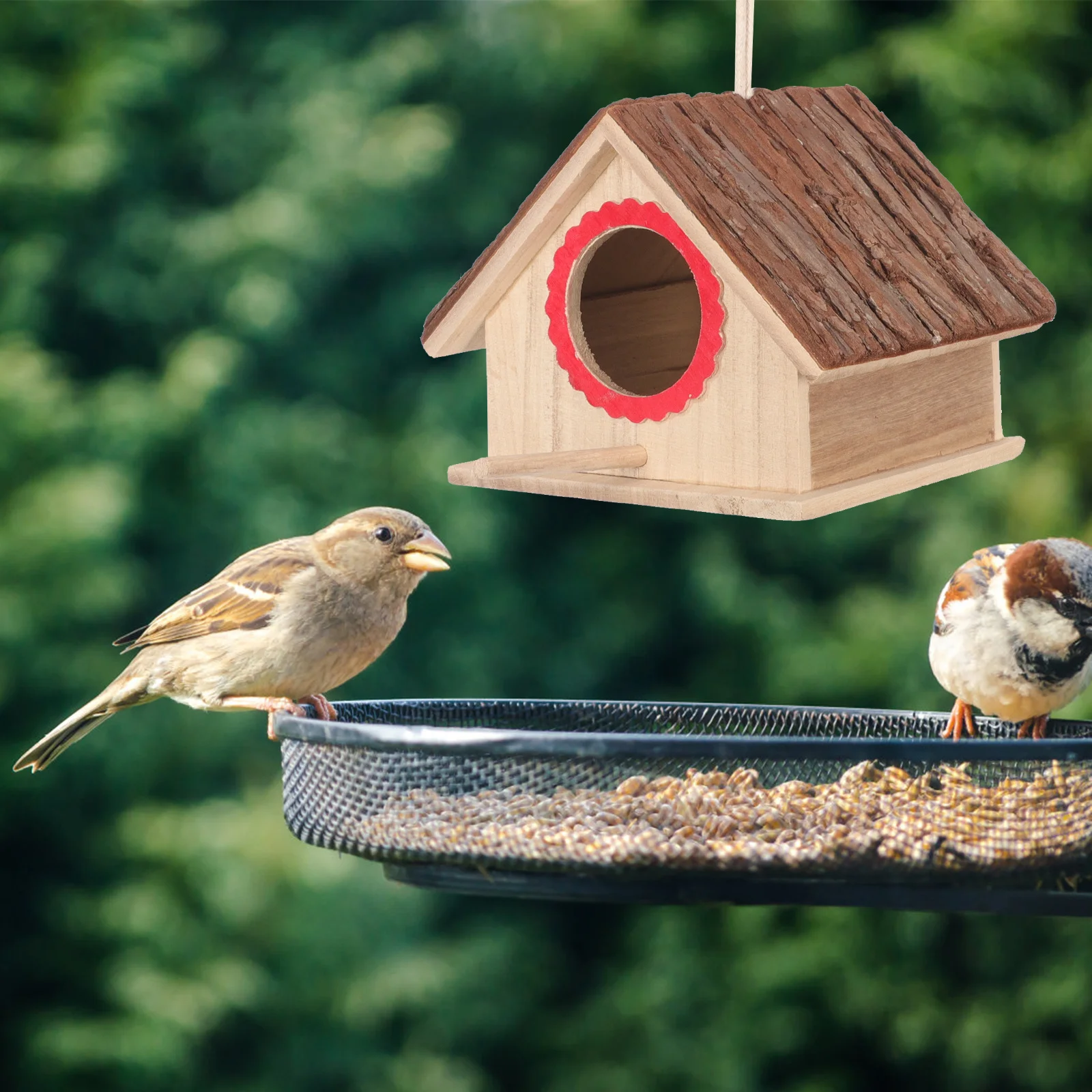 

Wooden Bird House Garden Hanging Nest Parakeet Nesting Box Outdoor Bird Supplies Small Parrot Sleeping Nest Parakeet Nesting Box