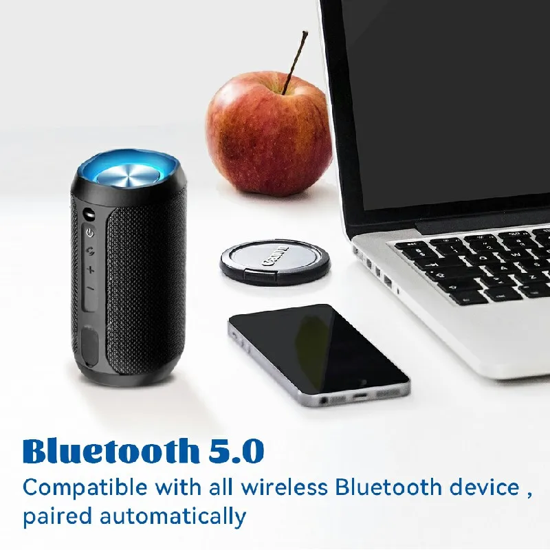 Bluetooth Speaker 10W Bluetooth 5.0 Wireless Speakers Loud with BassUp Technology IP67 Waterproof Camping Speaker