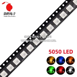 100pcs 5050 SMD LED White Red Blue Yellow Green Warm White Orange Light Emitting Diode