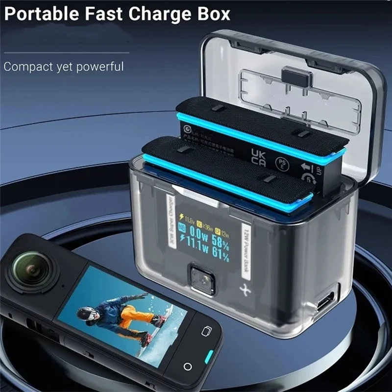 

【Exclusive-Deal!】Charging Case For Insta360 Acepro2 Battery Two-Way Digital Display Fast Charging Compartment