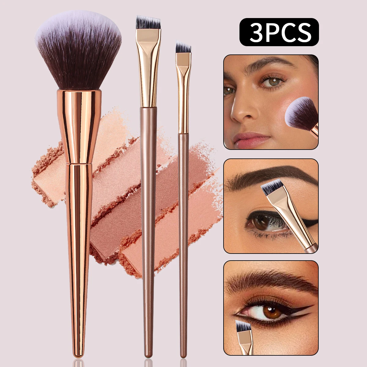 3pcs 대형 루즈 브러쉬 블러쉬 브러쉬 초박형 블레이드 부드러운 강모 아이 라이너 브러쉬 휴대용 메이크업 브러쉬