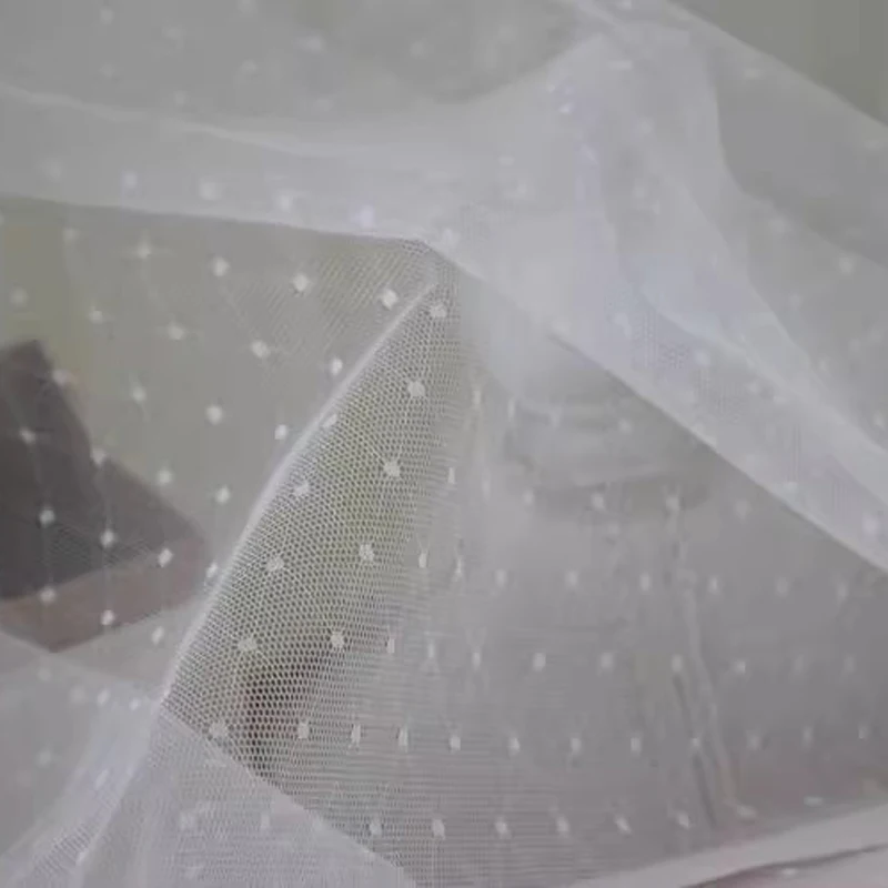 150cm Wide Wedding Decoration Veils Bridal Mesh Lace Tulle Fabrics Vintage Dot Fabric DIY Handmade Sewing Accessories 1Meter