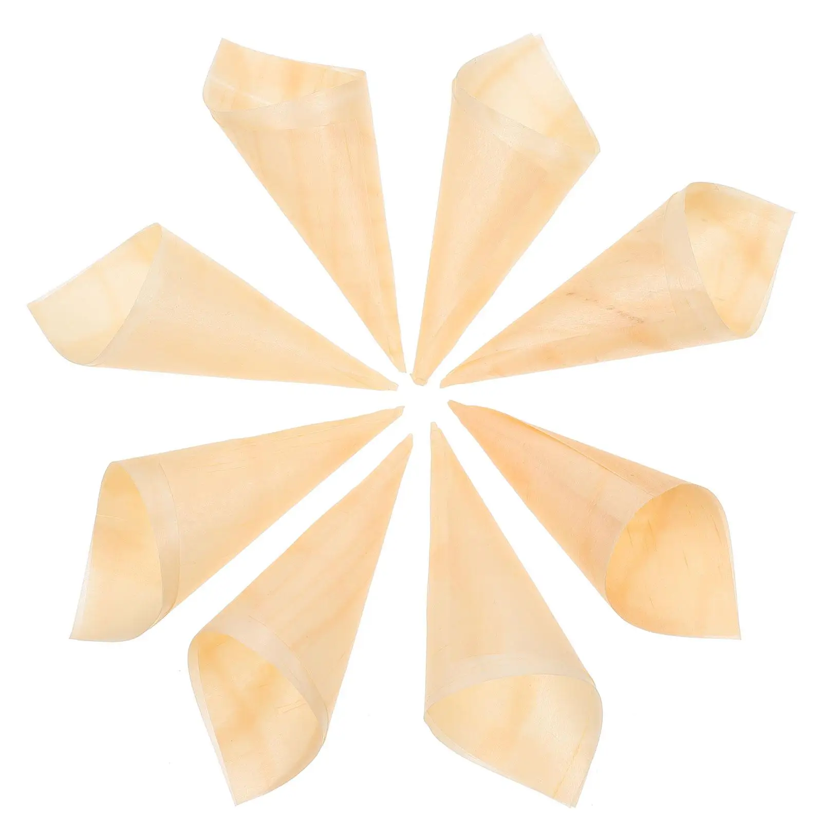 

50 Pcs Wooden Veneer Roll Party Supplies Confetti Cones Small Ice Cream Food for Serving Appetizers Base