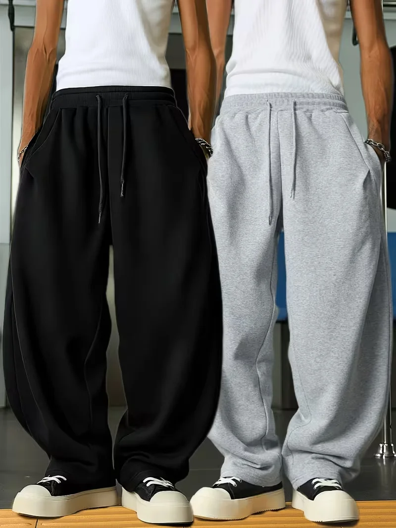 

Unisex Men's Casual Wide-Leg Pants Cotton Loose Fit Autumn Winter Sports Straight Pants Trousers Joggers Regular Gym Sweatpants