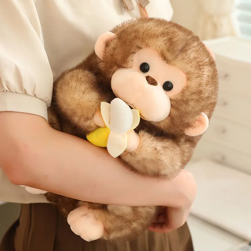 Groothandel 23/30 cm Mooie Fee Gouden Aap Knuffels Kawaii Holding Banaan Poppen Gevuld Zacht Dier Kussen voor Verjaardagscadeau