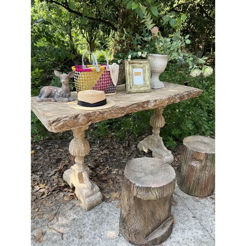 Vintage garden outdoor rectangular table, magnesium oxide imitation solid wood, indoor tea table, horticultural decoration