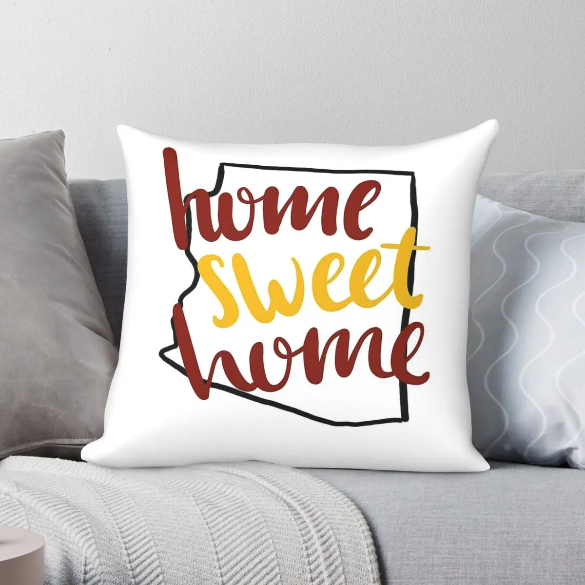 Home Sweet Arizona Red Gold Square Pillowcase Polyester Linen Velvet Pattern Zip Decorative Throw Pillow Case Home 45x45