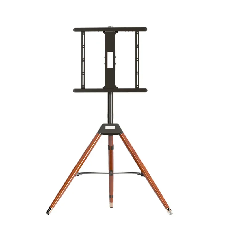 Rotatable mobile floor TV bracket, solid wood LCD screen with tray can be moved
