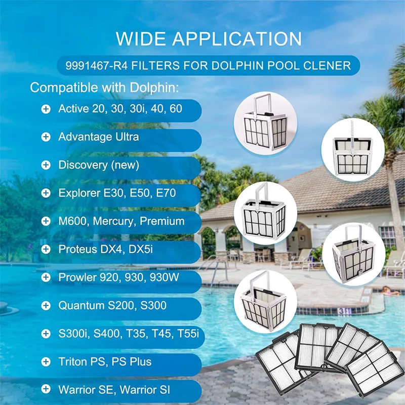 9991467-R4 Ultra Fine Filter Panels Fit for Dolphin Pool Cleaners Active 20,30, Explorer E30, M600, Proteus DX4, S300i, S200