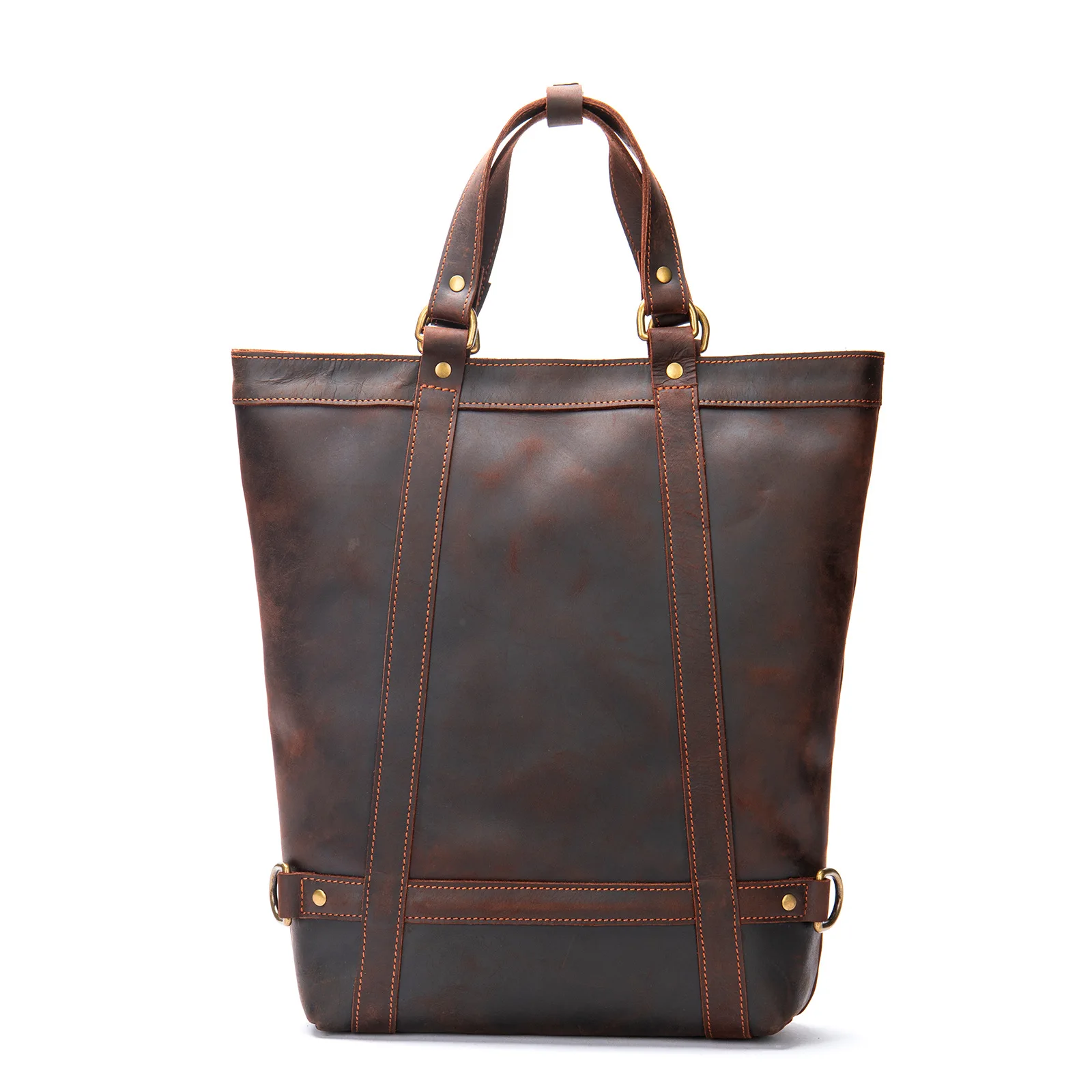 Vintage Crazy Horse Leather Backpack Men Oil Wax Cowhide Rucksack Retro Laptop Daypack Travel Hiking Shoulder Handbag