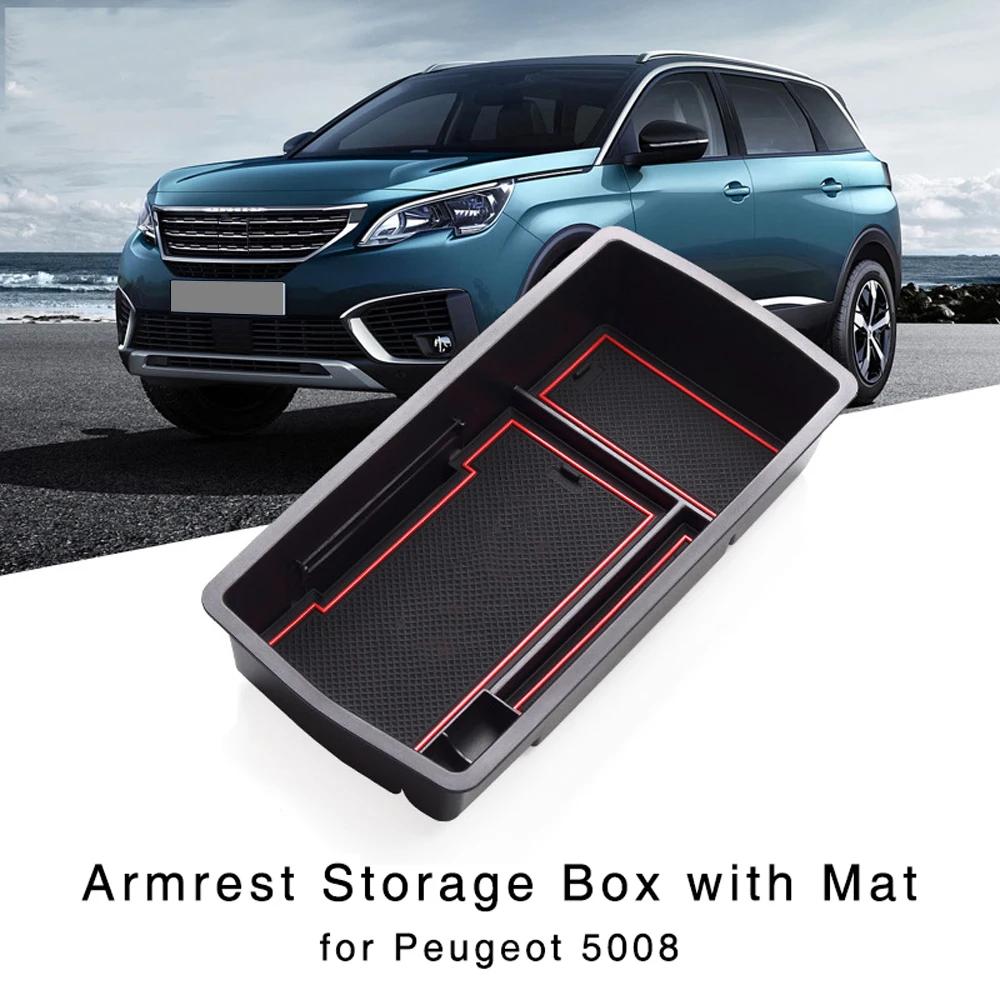 

Armrest Storage Box for 2017 2018 Peugeot 5008 Interior Center Console Organizer Glove Holder Tray