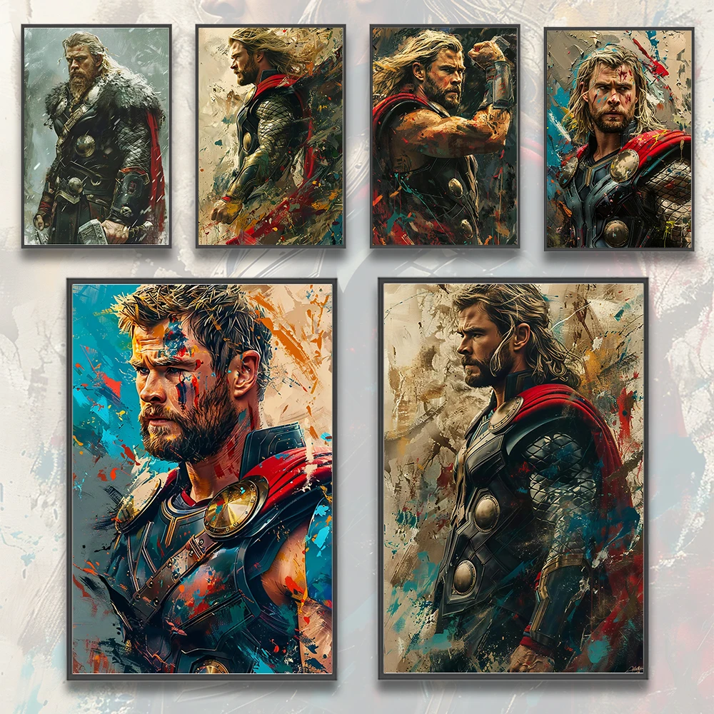 

Self-adhesive Paper Poster Thor Movie Wallpaper Figures Marvel Home Decoration Painting Wall Art Avengers Kid Boy Gift HD Deocr