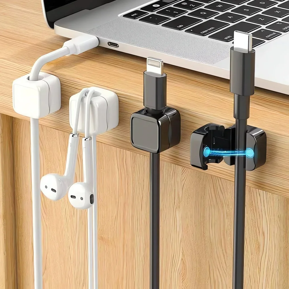 1/3/6 PCS Magnetic Cable Organizer Cable Management Wire Keeper Wall Data Cable Clips Winder Adjustable Cord Holder Under Desk