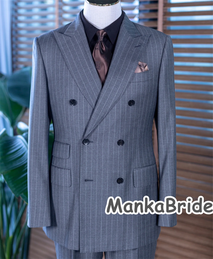 Grijze gestreepte dubbelknoops - Formal Wear For Men In Wedding recensie en prijs