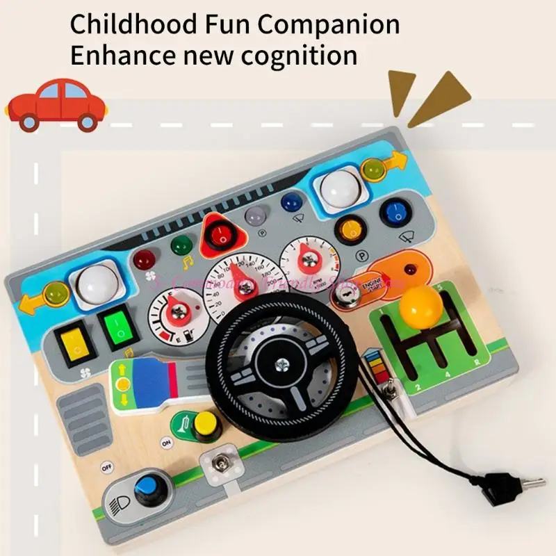 85AE Natural Steering Wheel Board for Early Fabrid Tovement Awayshelies and Motor Skill Practice #4