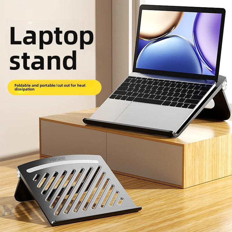 Penyangga laptop desktop, dapat dilipat, portabel, universal untuk tablet dan laptop, cocok untuk kantor dan bermain game.