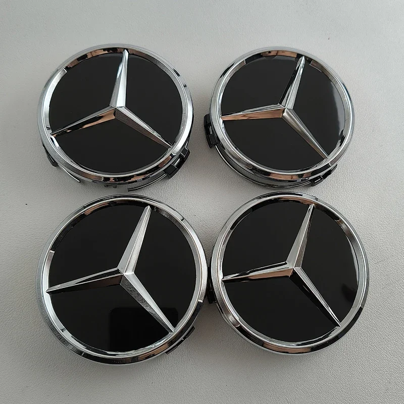 4pcs 75mm ABS Black Car Wheel Center Caps Rims Hub Caps For Mercedes Benz A B C E S CLA CLK ML GLK GLA GLB GLC CLASS Accessories