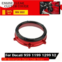 For Ducati Waterproof Protector Guard Aluminum Alloy Panigale 959 1199 1299 V2 2020 -2021 Motorcycle Engine Clear Clutch Cover