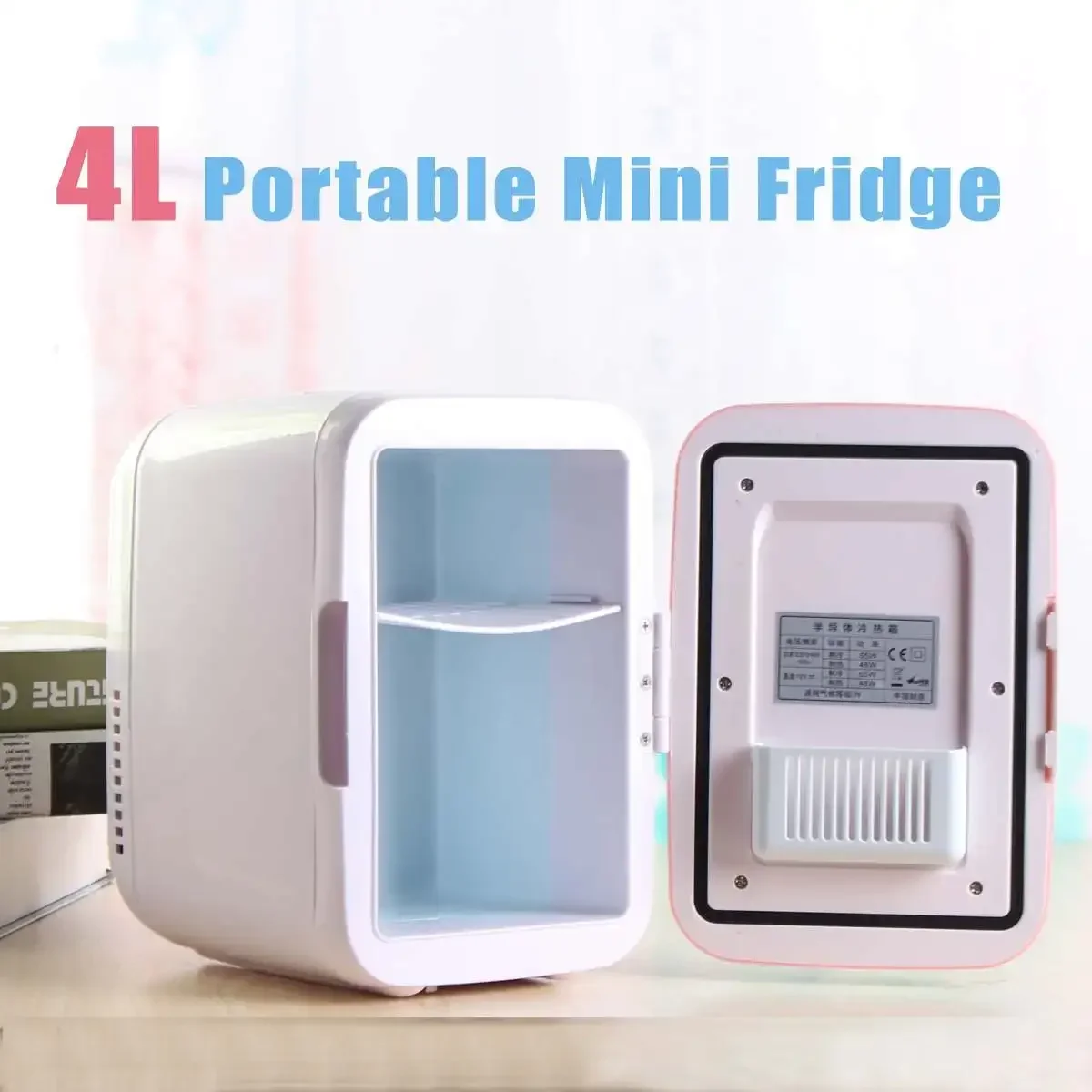 12V 4L Portable Mini Fridge Cooler and Warmer Auto Car Boat Vehicle Refrigerator Home Office AC & DC Pink/Blue/white