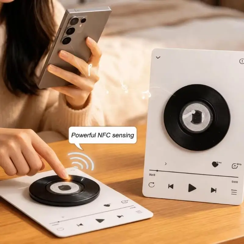 Vinyl Record NFC Fridge Magnet Music Trigger Built-in NFC Chip Rotatable Base Creative Kitchen Decor Gift for Music Hobbyists