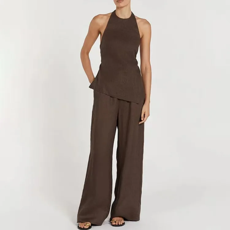 

Сексуальный висячий комплект из двух предметов Ne Bal, жилет и брюки, хлопковый круглый костюм Ne Long Sve для женщин, летний модный наряд