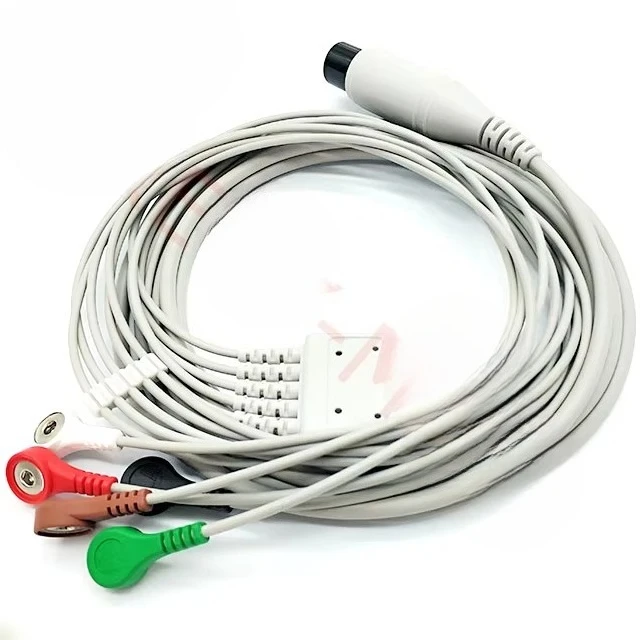 Medical AHA/IEC 5 Lead AAMI 6Pin Ecg Cable