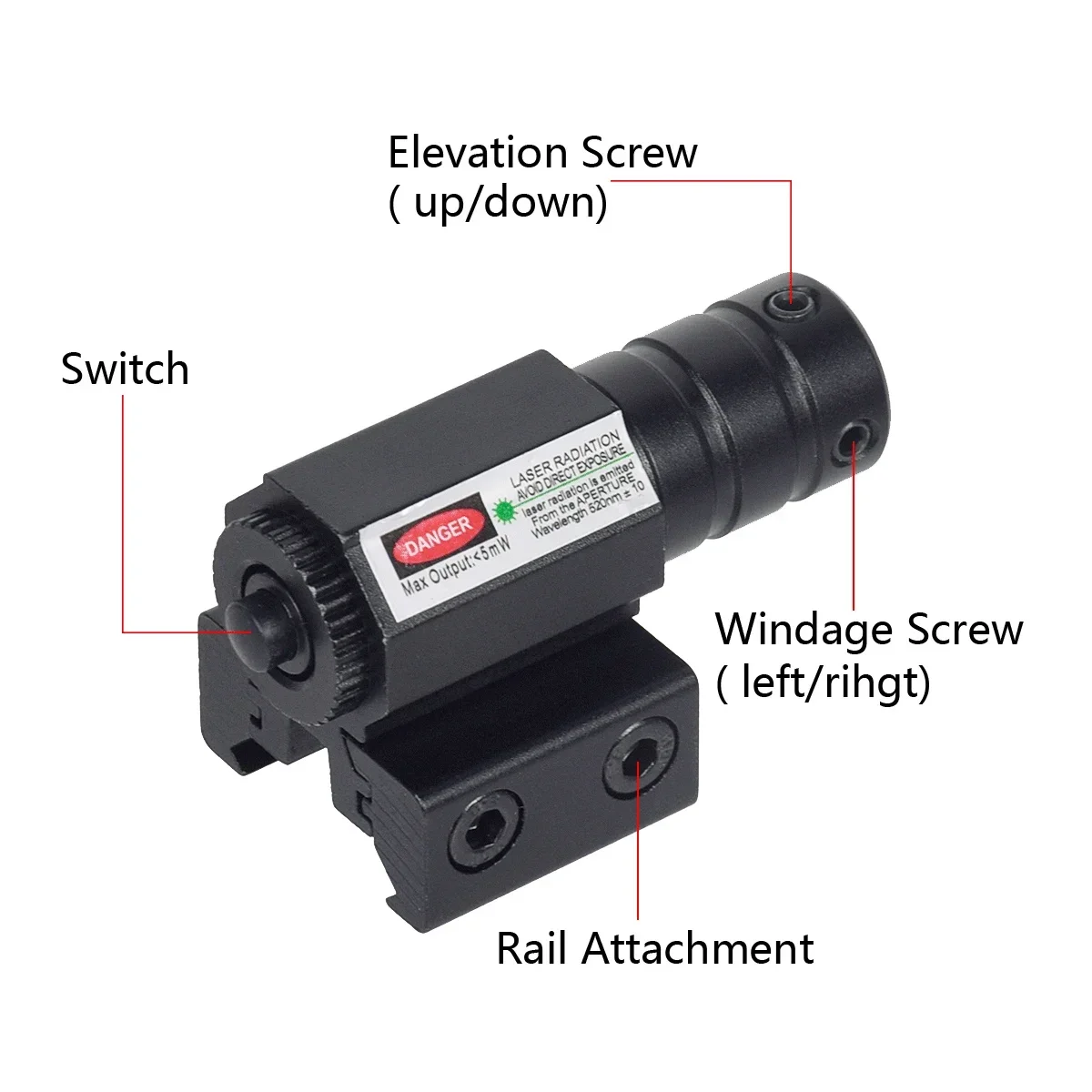 ยุทธวิธี Red Green Dot Laser Sight Pointer ปรับ 11 มม.20 มม.Picatinny Rail Mount ปืนไรเฟิล Glock 17 19 พร้อมแบตเตอรี่