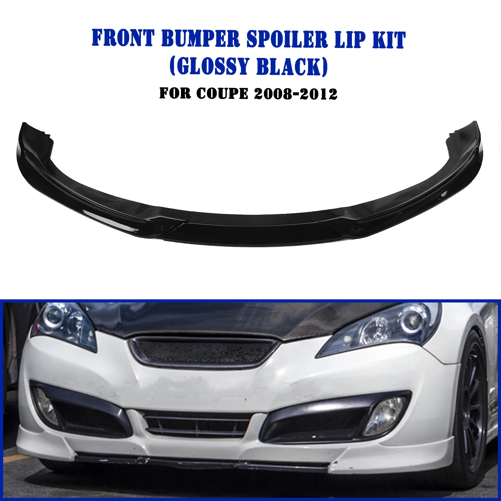 

For Hyundai Genesis Coupe 2 Door 2008-2012 Front Bumper Spoiler Lip Carbon Fiber Look/Gloss/Matte Black Lower Splitter Protector