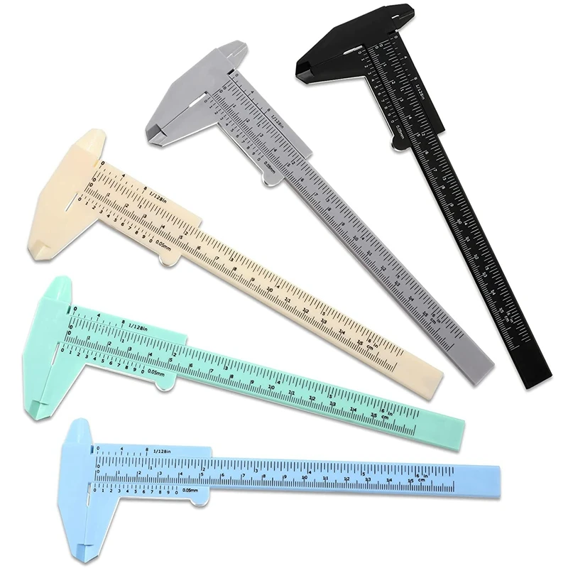 10 Pcs 150 Mm Mini Plastic Caliper Vernier Caliper Double Scale Sliding Gauge Measuring Tool For Student Office 5 Colors CNIM Ho