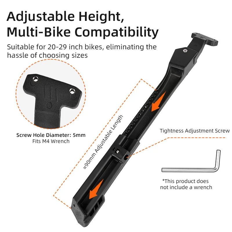 ESLNF Bike Kickstand Aluminum Alloy Anti-fracture Adjustable Length Bicycle Side Stand for Mountain Road Bikes
