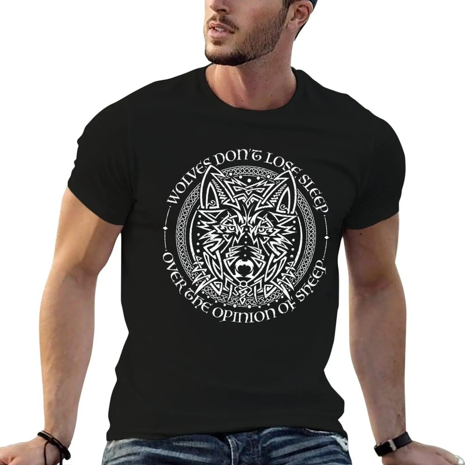 

Wolves Don't Lose Sleep Celtic Art Viking Tattoo Fenrir T-Shirt t shirt man plain printed t shirts for man T-Shirt