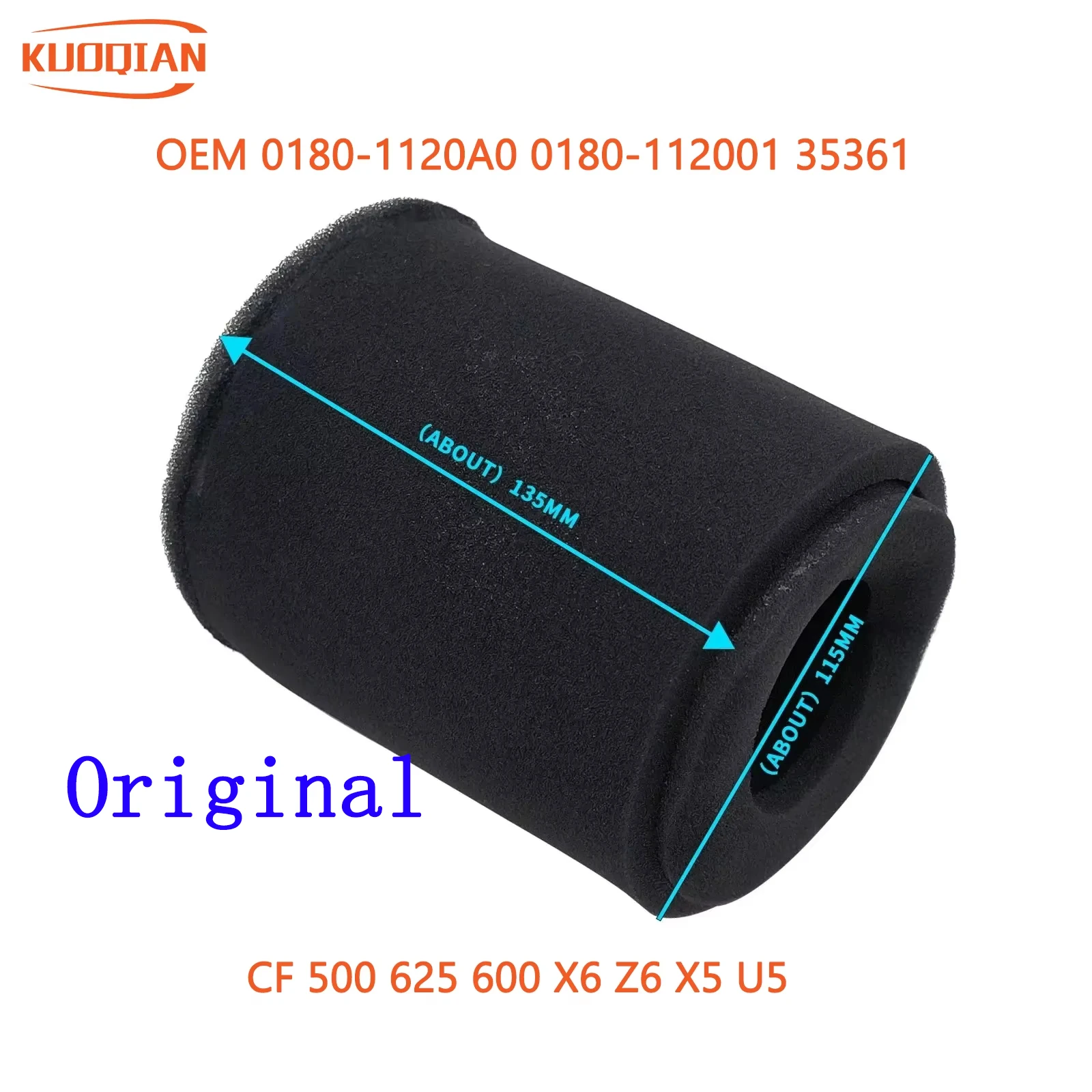 

Original AIR FILTER ELEMENT COMP Air Filter Foam for CF CF500 500 625 600 X6 Z6 X5 U5 ATV 0180-112001 0180-1120A0 35361