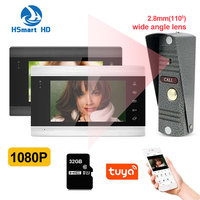 TUYA 7 Inch WiFi 1080P Video Intercom Smart Home APP Wireless Video Door Phone kit with mobile detection,Night Vision Camera