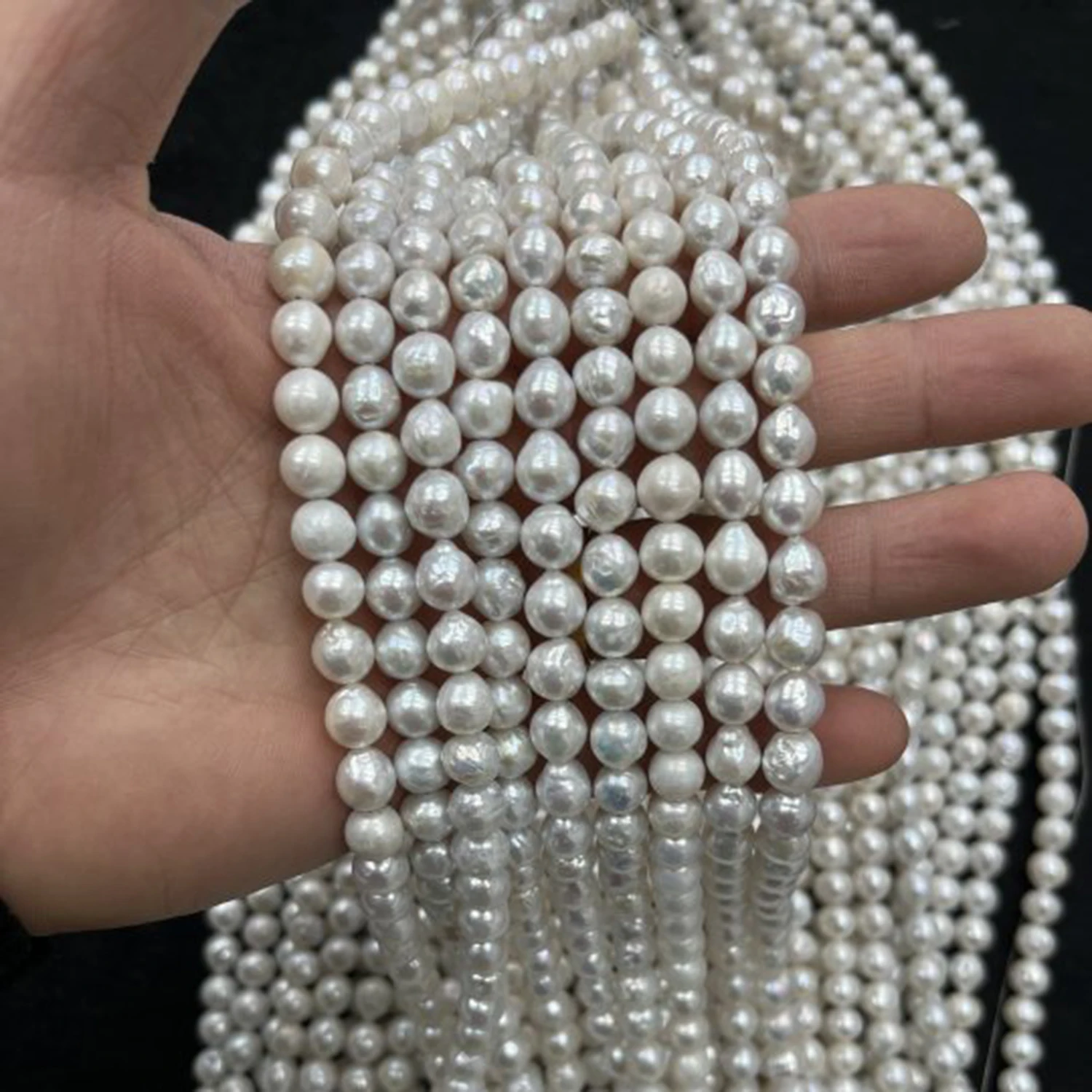 

Натуральные пресноводные жемчужины 8-9 мм, класс АААА, круглые, гладкие, белые, для ожерелий, полуфабрикаты для самостоятельного изготовления, барочные аксессуары для создания украшений для женщин