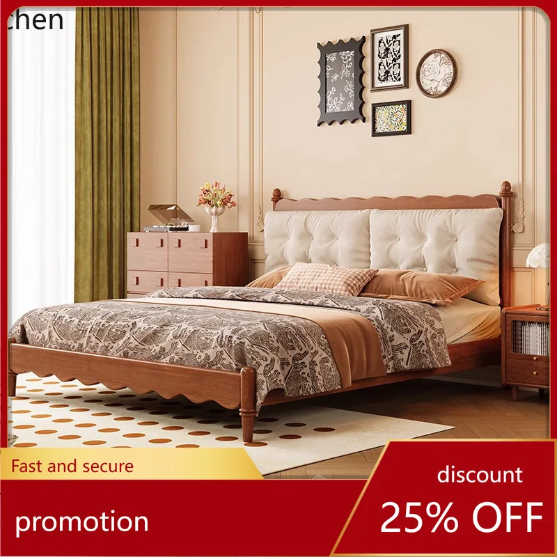 HXL Solid Wood Bed Cloud Original Wood Soft Bed for Master Bedroom