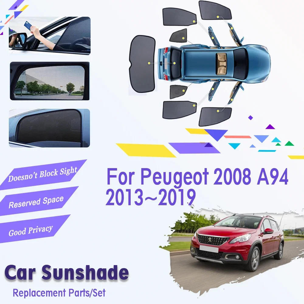 For Peugeot 2008 A94 2013 2014 2015 2016 2017 2018 2019 Car Magnetic Coverage Sunshade Pad Sunscreen Window Stickers Accessories