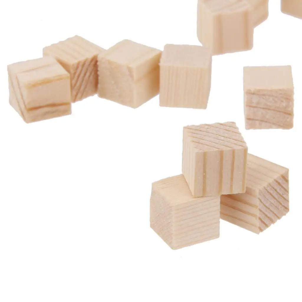 70 Pieces Unfinished Wooden Block Cubes Embellishment Hobby Toys 0mm