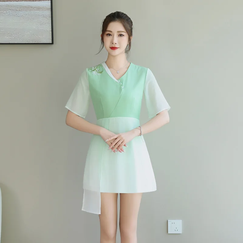 Woman Work Clothes Suit Hotel Waiter Beauty Salon Spa Massage Nail Cafe Sexy Foot Bath Sauna Technician Overall Skirt Uniform