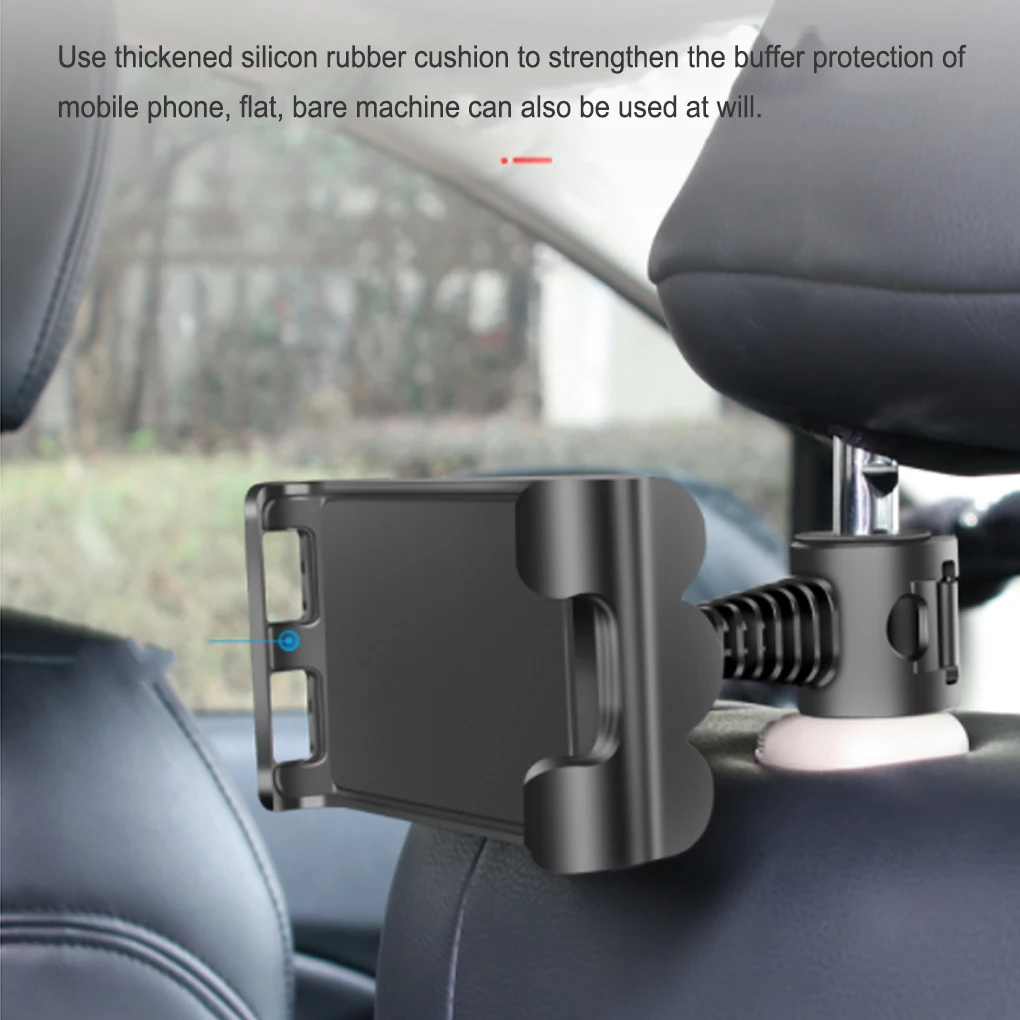 Auto Seat Back Tablet Holder Rotatable Interior Universal Silicone Pad Protective Bracket Stand Accessories  Black