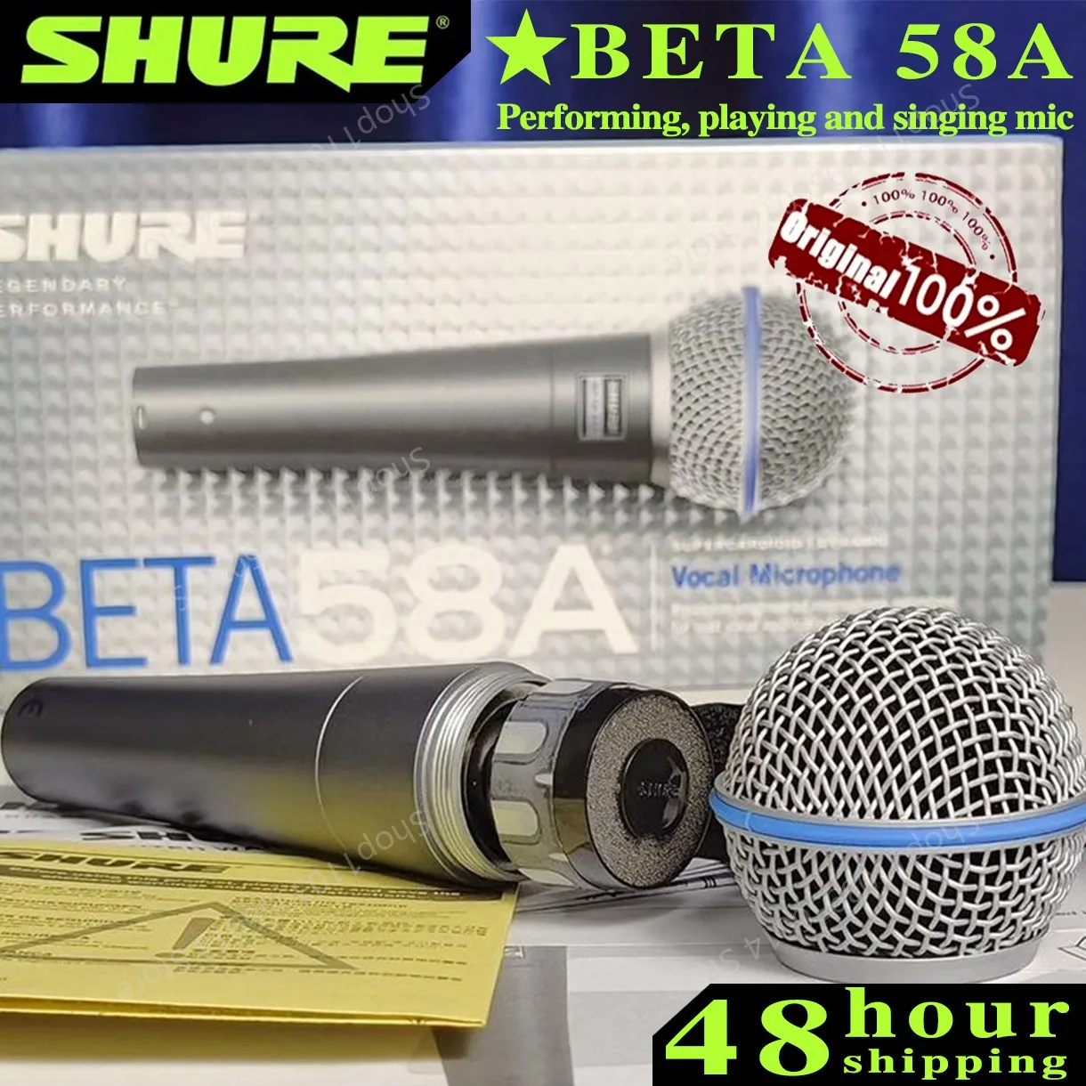 3PCS Shure BETA 58A Vocal Microphone Dynamic Microphone Home KTV Live Stage Performance Microphone