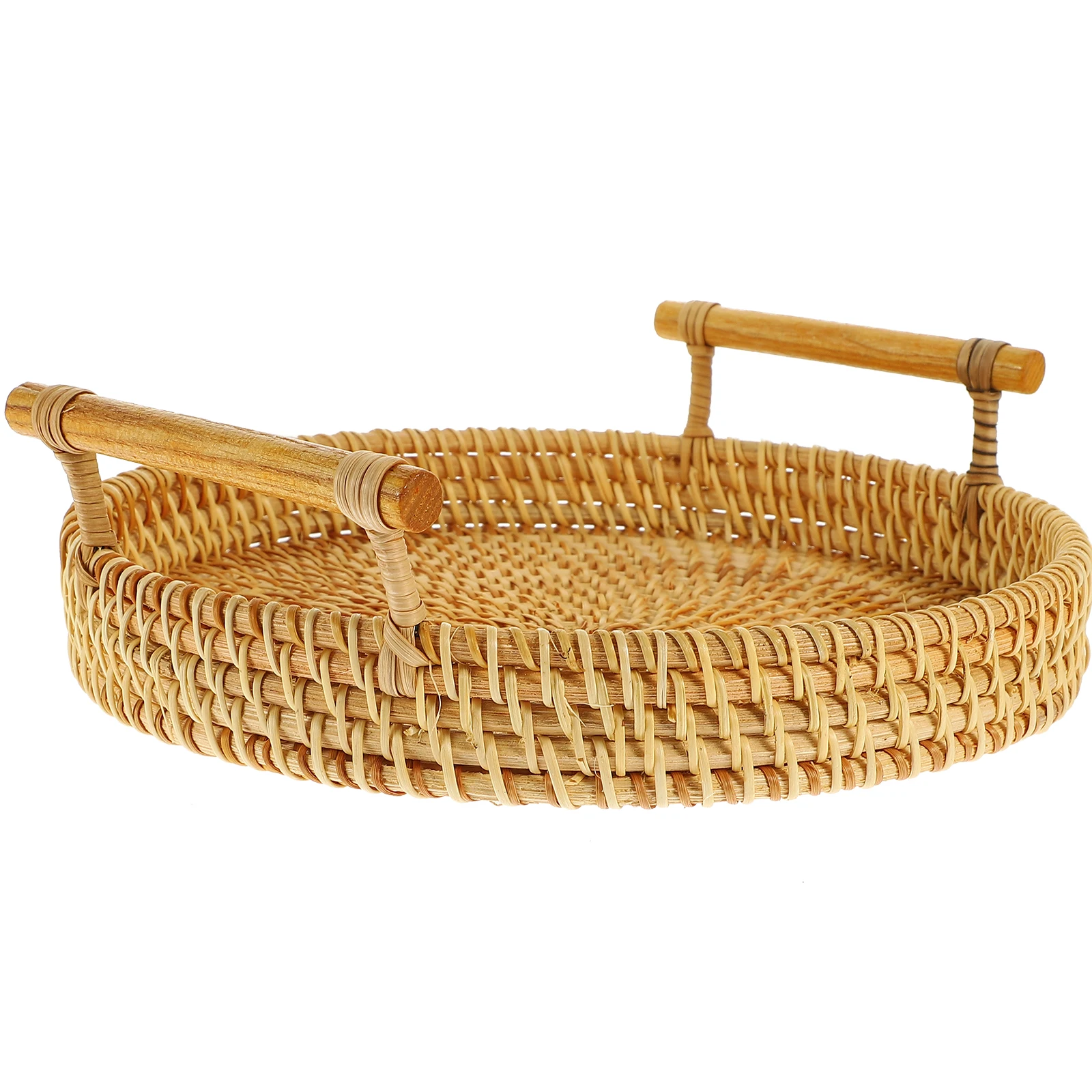 

Rattan Breads Basket Woven Kitchen Storage Tray Snack Container Natural Color Material Beautiful Lines Home Office Use