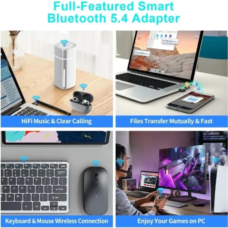 USB Bluetooth-адаптер 5,4/5,3/5,0 беспроводной Bluetooth аудио передатчик приемник для ПК ноутбук мышь клавиатура принтер динамик