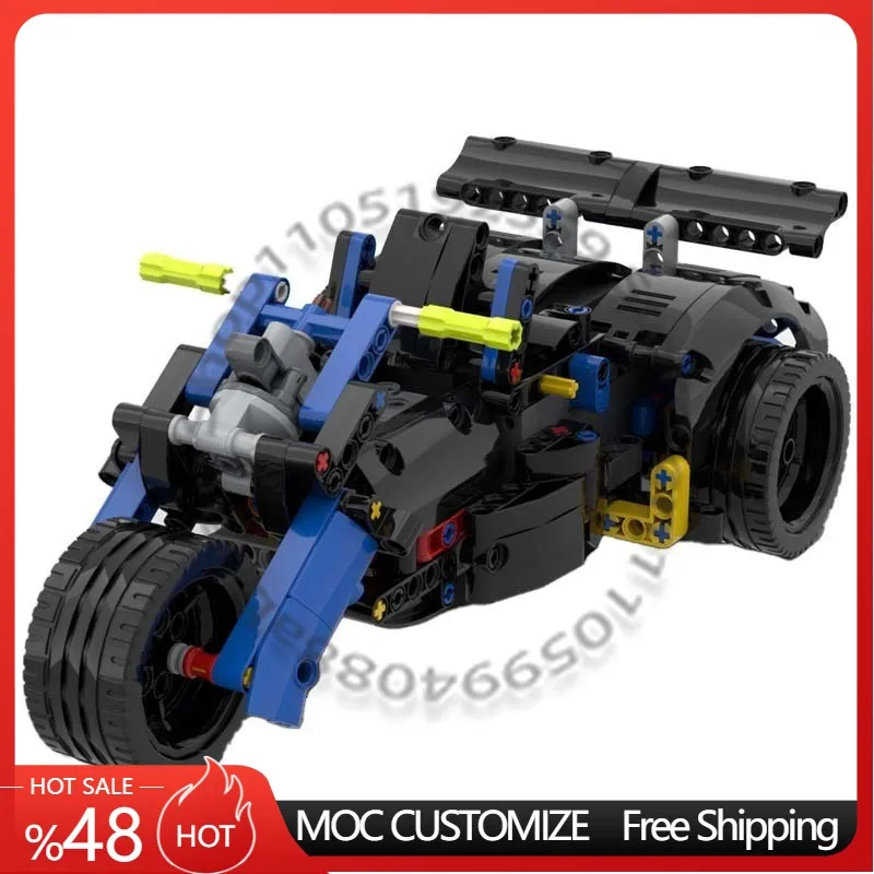 

297 деталей: Высокоскоростной гоночный трайк Speed King, модульный конструктор MOC, простая модель для самостоятельной сборки, игрушка для мальчиков, подарок на день рождения