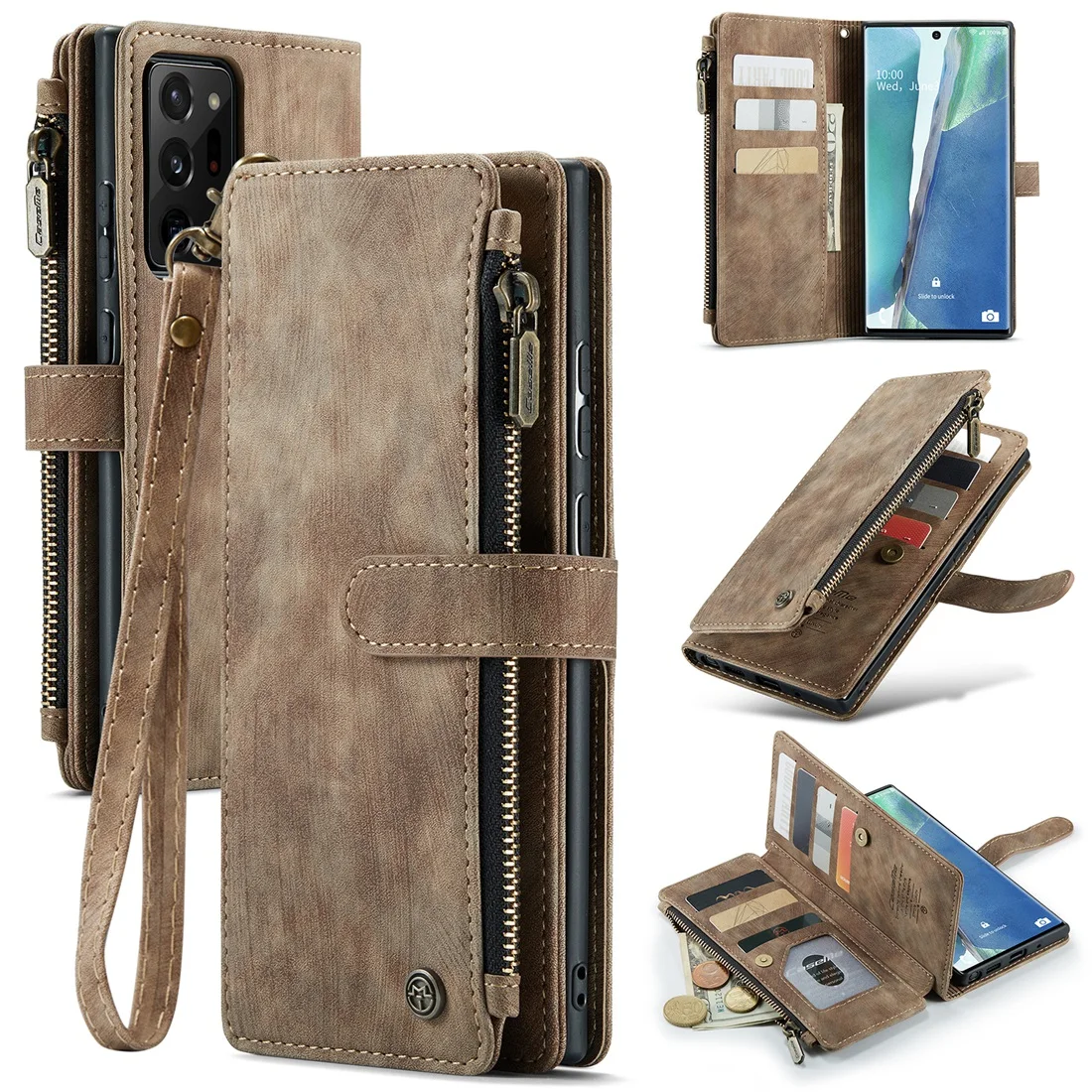 

Кожаный чехол-подставка для Samsung Galaxy Note 20, с ремешком на руку