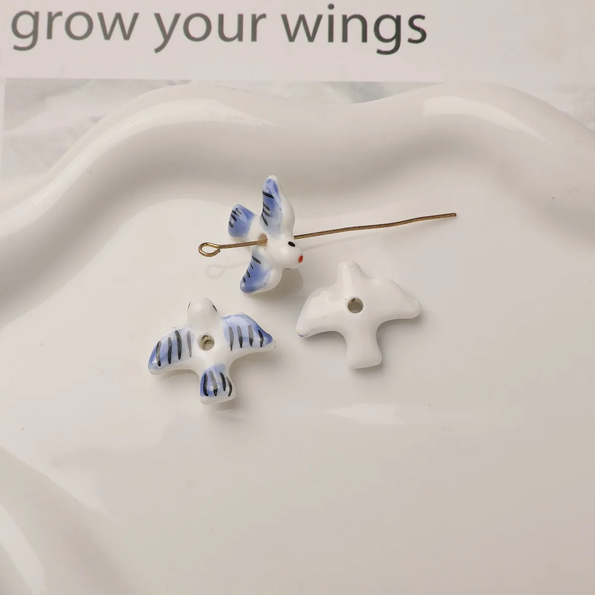 حمامة السلام ثلاثية الأبعاد محاكاة مرسومة باليد ابتلاع حمامة السيراميك حبة لتقوم بها بنفسك مجوهرات اكسسوارات سوار قلادة قلادة المواد #5