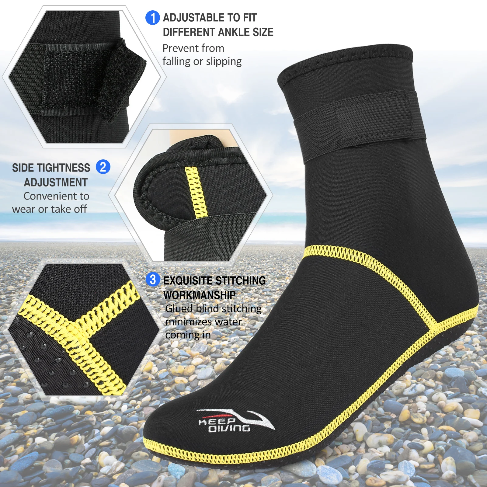 Diving Socks 3mm Neoprene Beach Water Socks Thermal Wetsuit Boots Anti Slip Diving Socks for Rafting Snorkeling Sailing Swimming