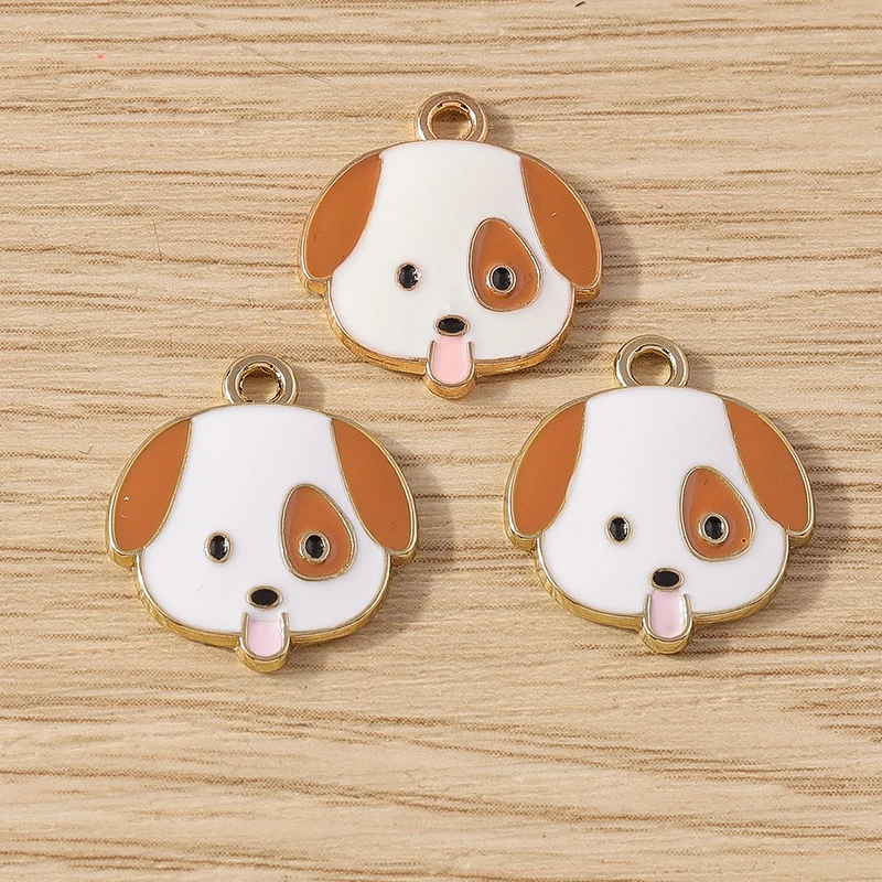 10pcs Cartoon Animal Charms Enamel Dog Puppy Charms Pendants for Jewelry Making Necklaces Earrings Bracelets DIY Crafts Supplies