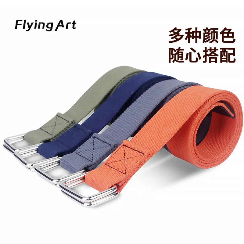 Canvas Web Belt Metal Double Ring Buckle For Men Women Youth Jeans Belts Fashion Outdoor Sport Casual Nylon Waist Belts